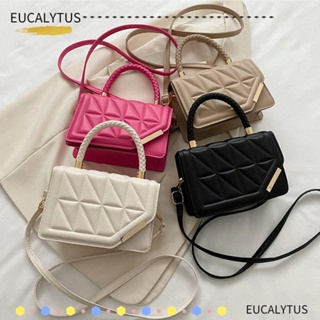 Eutus กระเป๋าสะพายไหล่ กระเป๋าถือ หนัง PU ลายสก๊อต สีพื้น แฟชั่นสําหรับสตรี