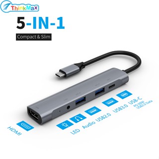 5 in 1 ฮับ Type-C เป็น USB-C USB3.0 1080P HDMI PD แปลงอัตราการส่งข้อมูลสูง สําหรับแล็ปท็อป