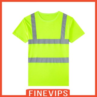 [Finevips] เสื้อเชิ้ตแขนสั้น สะท้อนแสง มองเห็นได้ชัด แห้งเร็ว เหมาะกับใส่ทํางานกลางคืน ขี่จักรยาน นักดับเพลิง สําหรับผู้หญิง