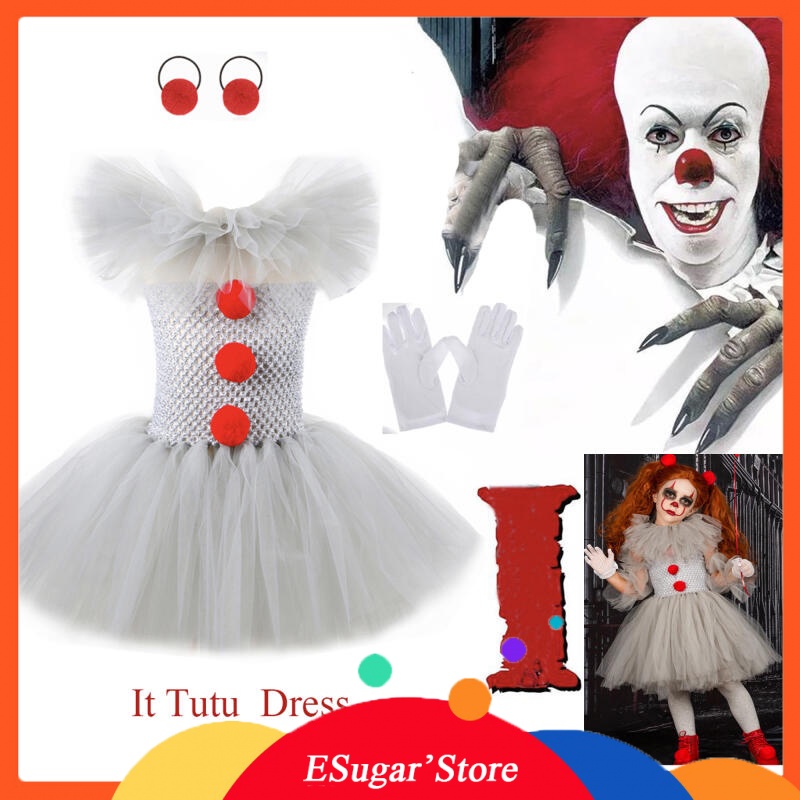 ชุดคอสเพลย์ Joker pennywise Tutu น่ากลัว สําหรับเด็กผู้หญิง เหมาะกับงานปาร์ตี้ฮาโลวีน