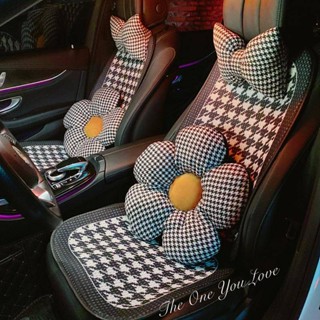 Car Cushion Cooling Mat for Summer Seat Cushion Four Seasons Universal Breathable Mesh Red Rear Pillow Houndstooth Seat Cushion Three-Piece Set J2yQ