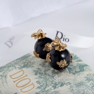 [0728]QSJY-XL D Brand New French Retro Black Pearl Bee Front and Rear Dual-Wear Stud Earrings Graceful Personality High-Grade Light Luxury Earrings Y2K GBVQ