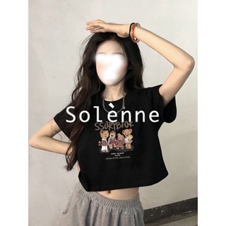 Solenne  เสื้อครอป เสื้อยืดผู้หญิง ครอป baby tee สาวเรโทร 2023 NEW Style ins สวย High quality Chic A99J51I 36Z230909