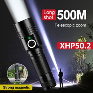 ไฟฉาย LED XHP50.2 พลังงานสูง ขนาดเล็ก ชาร์จ USB 18650 สําหรับตั้งแคมป์