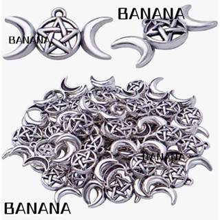 Banana1 จี้สร้อยคอ รูปดาวห้าแฉก พระจันทร์ อัลลอย สีเงิน สไตล์วินเทจ 80 ชิ้น 29*15 มม. สําหรับงานฝีมือ DIY