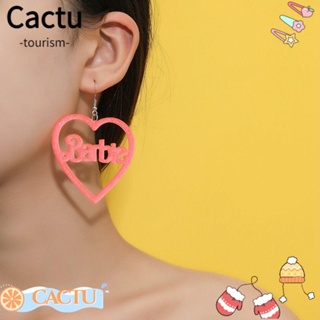 Cactu ต่างหูอะคริลิค รูปหัวใจ สีชมพู แฮนด์เมด เครื่องประดับ สําหรับตุ๊กตาบาร์บี้