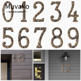 Muvako ป้ายตัวเลข 0-9 สีทอง และสีดํา 14 ซม. สําหรับหอพัก สํานักงาน โรงแรม