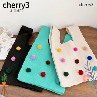 Cherry3 กระเป๋าถือ กระเป๋าสะพายไหล่ กระเป๋าช้อปปิ้ง ผ้าถัก ลายสก๊อต ขนาดเล็ก สําหรับผู้หญิง