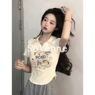 Solenne  เสื้อครอป เสื้อยืดผู้หญิง ครอป baby tee สาวเรโทร 2023 NEW Style fashion สไตล์เกาหลี Stylish ทันสมัย A99J1US 36Z230909