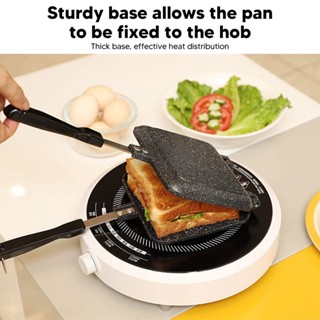 Home&amp;Gardening เครื่องทำแซนวิชอลูมิเนียมอัลลอยด์ Anti Stick Double Sided Bread Panini Baking Press Flip Pan for Naans Pancake