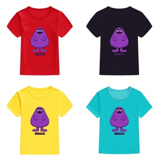 เสื้อยืดแขนสั้นลําลอง ทรงหลวม ลาย Mingyuan McDonalds Grimace Easy สําหรับเด็กผู้ชาย และผู้หญิง