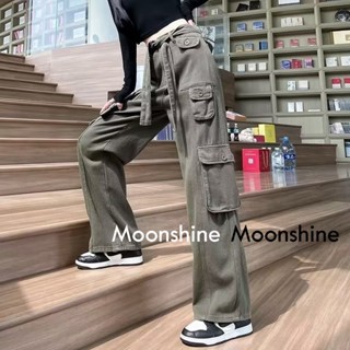 Moon  กางเกงขายาว คาร์โก้ กางเกง เชือกอเมริกันคลาสิค Cargo pants 2023 NEW ทันสมัย รุ่นใหม่ ins Stylish A20M00Q 36Z230909