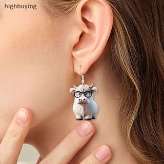 [highbuying] ใหม่ ต่างหูแฟชั่น รูปวัว Highland Bull สไตล์สร้างสรรค์ เครื่องประดับ สําหรับผู้หญิง 1 คู่