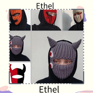 Ethel1 หมวกไหมพรม หมวกสกี หมวกบีนนี่ แบบเต็มหน้า สําหรับปาร์ตี้ฮาโลวีน