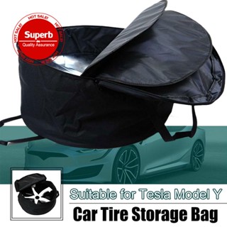 Sunisa1 กระเป๋าเก็บดุมล้อ แบบพกพา สําหรับ Tesla Model 3 Y 2023 Hub Cap Portable Carrying Organizer O6Y5