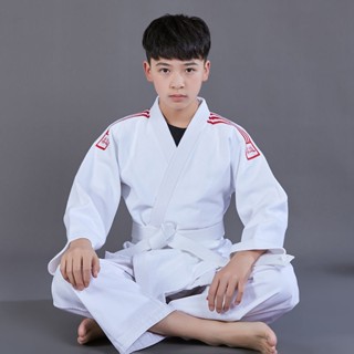 Judo เสื้อผ้าผู้ใหญ่ หนา ฝึกอบรม ผู้ชาย ผู้หญิง ผ้าฝ้ายแท้ เสื้อผ้าจูโด ขายตรง มาตรฐาน สีขาว สีฟ้า เสื้อผ้าจูโด