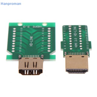 Hanproman&gt; แจ็คเชื่อมต่อสายเคเบิล HDMI ตัวผู้ ตัวเมีย 19Pin DIY 1 ชิ้น