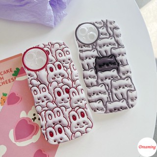 เคสโทรศัพท์มือถือ ทรงวงรี ลายกระต่าย และแมว สําหรับ OPPO A17K A16K A16E A15S A96 A95 A94 A93 A92 A91 A83 A78 A77S A76 A74 A57 A55 A54 A53 A52 A5S A33 A31