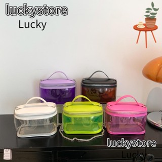 Lucky Niche กระเป๋าเดินทาง PVC ใส น้ําหนักเบา สีพื้น สไตล์เจ้าหญิง