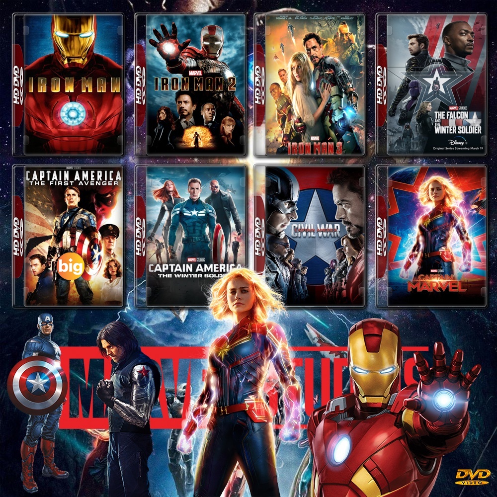 แผ่น DVD หนังใหม่ รวมหนัง Marvel Set 2 IRON MAN ภาค 1-3 + CAPTAIN AMERICA ภาค 1-3 + CAPTAIN MARVEL DVD Master เสียงไทย (