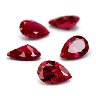 vivi red pear lab grown ruby for jewelry making  ทับทิมลูกแพร์ สีแดง สําหรับทําเครื่องประดับ