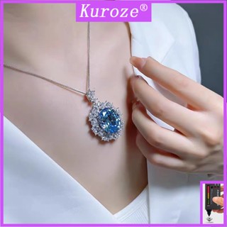 Kuroze หรูหรา อะความารีน สร้อยคอ แฟชั่น เพชร สีฟ้า จี้ อัญมณี ต่างหู ชุดเครื่องประดับ อาหารค่ํา หรูหรา