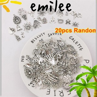 EMILEE สร้อยข้อมือโลหะ รูปโครงกระดูกผี แมงมุม ฮาโลวีน คริสต์มาส DIY สุ่มสี 20 ชิ้น