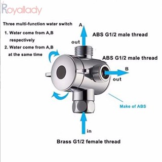 #ROYALLADY#Adjustable หัวฝักบัวอาบน้ํา วาล์วโครเมี่ยม ชุบไฟฟ้า BSP 3 ทาง ขนาด 1/2 นิ้ว