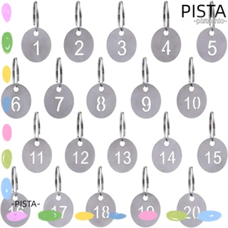 Pista พวงกุญแจป้ายแท็กตัวเลข ทรงกลม สีเงิน 23 มม. 1-20 สําหรับพยาบาล สํานักงาน 20 แพ็ค