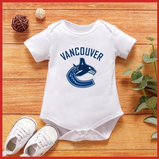 Vancouver ชุดจั๊มสูทรอมเปอร์ แขนสั้น ผ้าฝ้าย ระบายอากาศ พิมพ์ลายผีเสื้อ NHL Hockey Team สําหรับเด็กทารกแรกเกิด