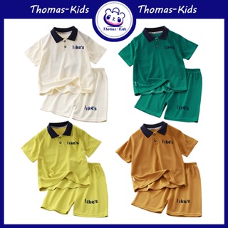 [THOMAS Kids] เสื้อยืดโปโล แขนสั้น ผ้าฝ้าย พิมพ์ลายตัวอักษร สไตล์เกาหลี แฟชั่นฤดูร้อน สําหรับเด็กผู้ชาย และเด็กผู้หญิง 1-10 ปี