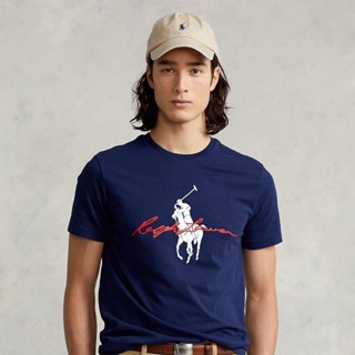 เสื้อยืด พิมพ์ลายโลโก้ Ralph Big Pony สีกรมท่า สําหรับผู้ชาย