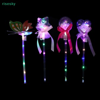 [risesky] แท่งไฟกระพริบ รูปผีเสื้อ และดาว สีสันสดใส สําหรับเด็กผู้หญิง 1 ชิ้น