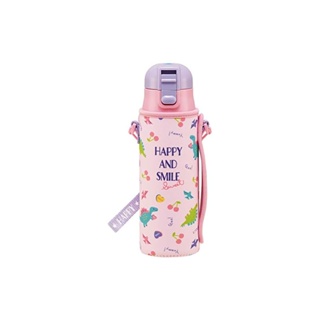 Skater Straight-drinking Stainless Steel Water Bottle 470ml with Bottle Cover Happy &amp; Smile Girls KSDC4-A