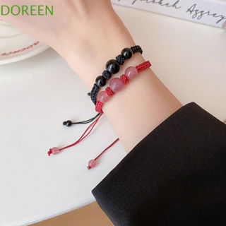 Doreen สร้อยข้อมือ กําไลข้อมือ เชือกถัก คริสตัลออบซิเดียน ธรรมชาติ แฮนด์เมด สําหรับผู้หญิง คู่รัก