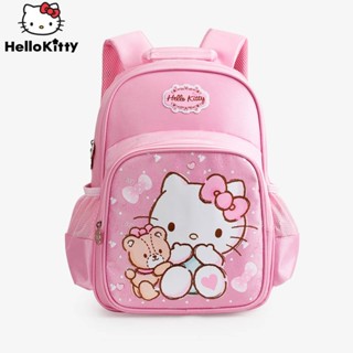 Hello Kitty Schoolbag Primary School Students Grade One, Two, Three to Five Cute Princess Girls Childrens Spine Protection Burden Alleviation Backpack O8tf