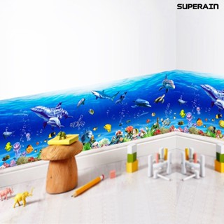 (super) สติกเกอร์ PVC ลายโลกใต้ทะเล สําหรับตกแต่งห้องนอนเด็ก