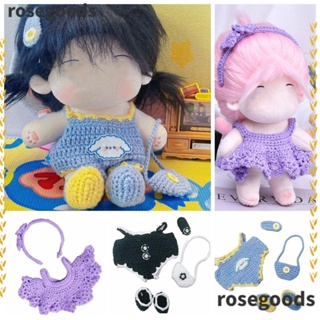 Rosegoods1 ชุดจั๊มสูท ที่คาดผม ผ้าถัก เปลี่ยนสีได้ 20 ซม. หลากสี สําหรับตุ๊กตา