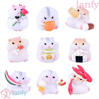 Lanfy โมเดลฟิกเกอร์แดชบอร์ด รูปการ์ตูนหนูแฮมสเตอร์ ขนาดเล็ก อุปกรณ์เสริม สําหรับตกแต่งบ้าน