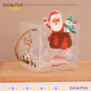 Eutus ถุงของขวัญคริสต์มาส แบบใส ลายซานตาคลอส สําหรับใส่คุกกี้ ลูกอม ตกแต่งเทศกาลคริสต์มาส