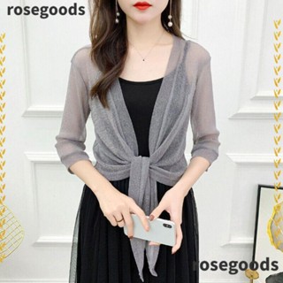 Rosegoods1 เสื้อคาร์ดิแกน ผ้าโพลีเอสเตอร์ คุณภาพสูง สําหรับผู้หญิง