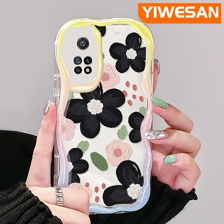 เคสโทรศัพท์มือถือแบบนิ่ม ใส ลายภาพวาดสีน้ํามัน รูปดอกไม้ สีดํา หลากสี สําหรับ Xiaomi 10T Pro Poco F3 Poco F4 Redmi K50 K40 Pro K40s