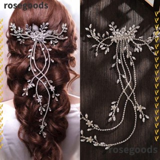 Rosegoods1 หวีผมคริสตัล ประดับไข่มุก สําหรับตกแต่งผมเจ้าสาว งานแต่งงาน