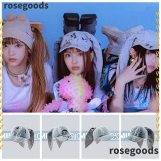 Rosegoods1 หมวกเบสบอล ทรงหูกระต่ายยาว ระบายอากาศ แบบพกพา Y2K