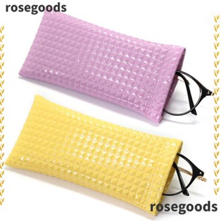 Rosegoods1 กระเป๋าใส่แว่นตากันแดด หนัง PU นิ่ม แบบพกพา สีพื้น