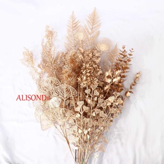 Alisond1 ดอกไม้ประดิษฐ์ DIY สําหรับตกแต่งบ้าน งานแต่งงาน งานเลี้ยง ใบเมเปิ้ล สีทอง