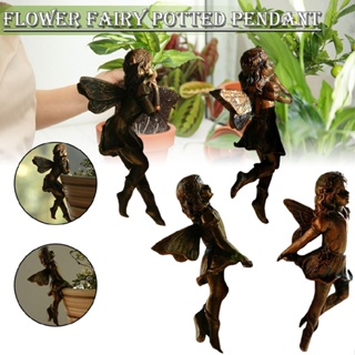 New 1pc Garden Hanging Cup Edge Decor Huggers Pot Statues Flower Girl Fairy