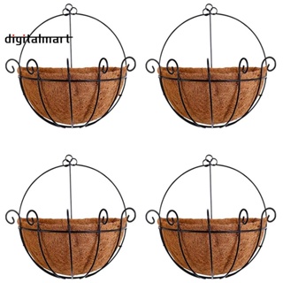 ตะกร้าปลูกต้นไม้ แบบแขวนผนัง โลหะ พร้อมลวดยึด สําหรับสวน ในร่ม กลางแจ้ง (4 แพ็ค)