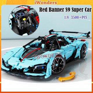 1:8 Red Banner S9 Super Car Building Block T5011 โมเดลรถไฟเทคโนโลยี 3600+PCS ของเล่นเด็ก เพื่อการศึกษา ของขวัญ