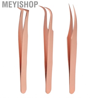 Meyishop Eyelash Extension Tweezers Stainless Steel Professional Precise Comfortable Grip Tightly Tip Lash Rose Gold